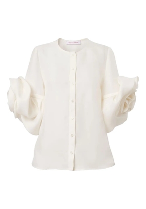 Carolina Herrera rosette gazar blouse - White