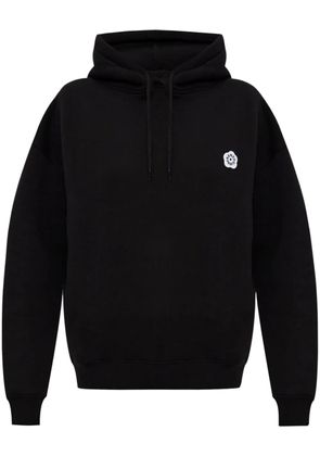 Kenzo logo-embroidery cotton hoodie - Black