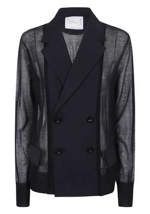 sacai semi-sheer blazer - Black