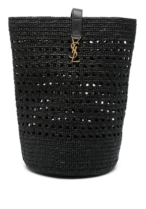 Saint Laurent woven raffia bucket bag - Black