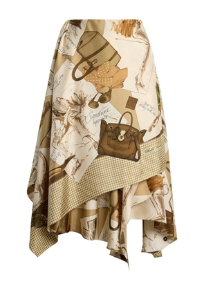 Ralph Lauren Collection asymmetric silk midi skirt - Neutrals