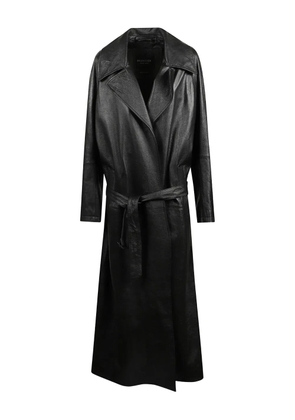 Balenciaga belted lambskin coat - Black