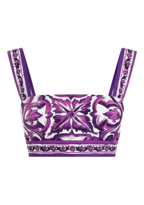 Dolce & Gabbana Majolica-print bralette top - White
