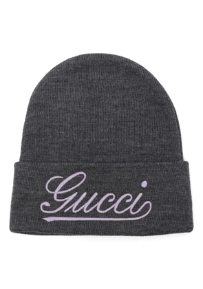 Gucci logo-embroidered beanie - Grey
