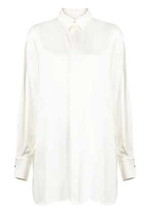 SA SU PHI satin long shirt - White