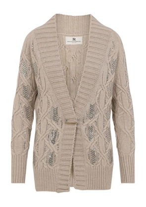 Ermanno Scervino cable-knit embellished cardigan - Neutrals