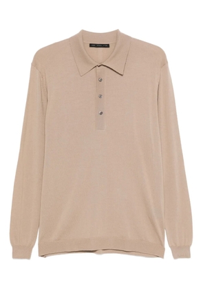 Low Brand long-sleeved buttoned polo shirt - Neutrals