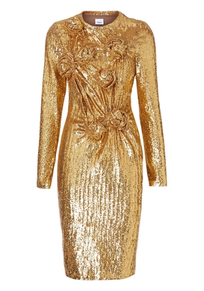 Burberry Hand-gathered Detail Sequinned Dress - Gold