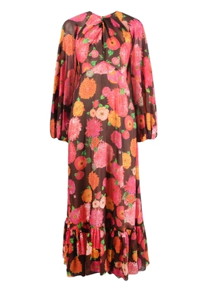 La DoubleJ Eve floral-print chiffon dress - Brown