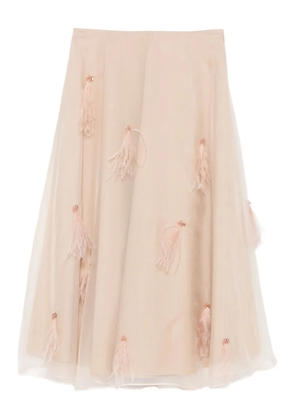 Dorothee Schumacher feather-embellished tulle skirt - Neutrals