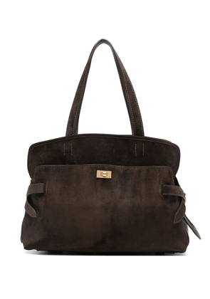 Anya Hindmarch strap-detail suede tote bag - Brown