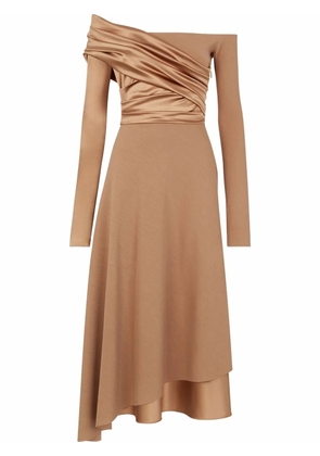 FENDI off-shoulder ruched dress - Brown
