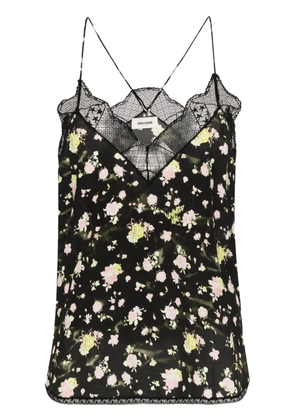 Zadig&Voltaire floral-print crepe top - Black