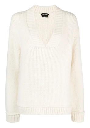 TOM FORD V-neck wool jumper - White