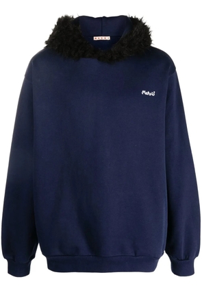 Marni logo-embroidered hoodie - Blue
