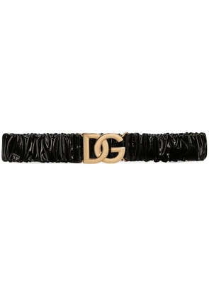 Dolce & Gabbana DG-logo patent leather belt - Black