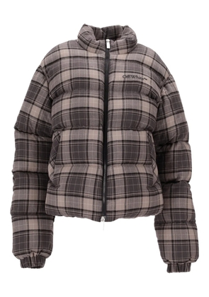 Off-White spray check flannel down jacket - Grey