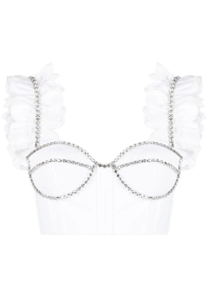 AREA crystal-embellished cropped top - White