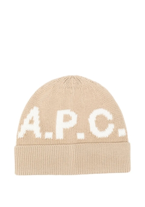 A.P.C. logo-embellishment beanie - Neutrals
