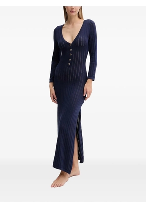 Melissa Odabash Jade Marine button V-neck dress - Blue