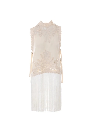 Sea Adelina embroidered fringed vest - Neutrals