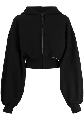 Alexander Wang cropped zip-up cotton hoodie - Black