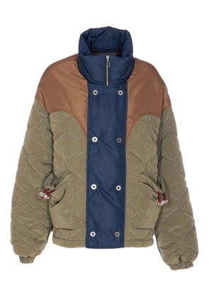 MARBELL quilted colour-block bomber jacket - Green