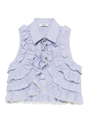 SANDRO striped-pattern ruffled blouse - Blue