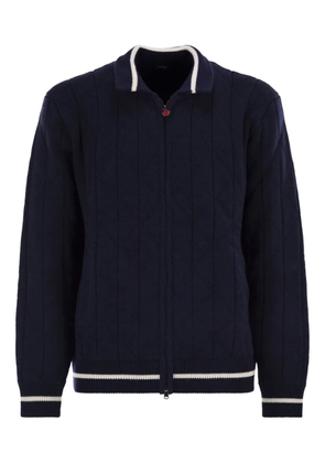 Kiton zipped ribbed cashmere cardigan - Blue