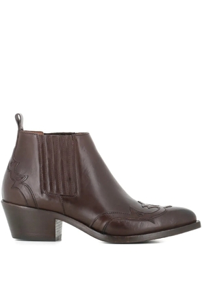 Sartore embroidered leather boots - Brown