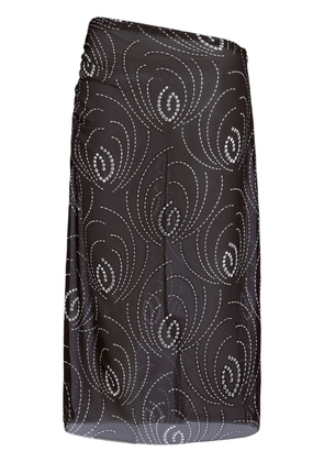 Prada abstract-print midi pencil skirt - Black