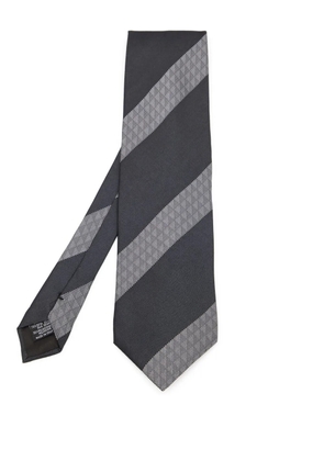 Emporio Armani Pre-Owned striped silk tie - Black