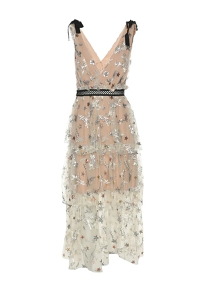 Self-Portrait star-motif midi dress - Neutrals