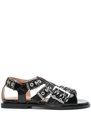 GANNI eyelet-detailing sandals - Black