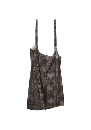 Prada chantilly lace midi-skirt with suspender straps - Brown