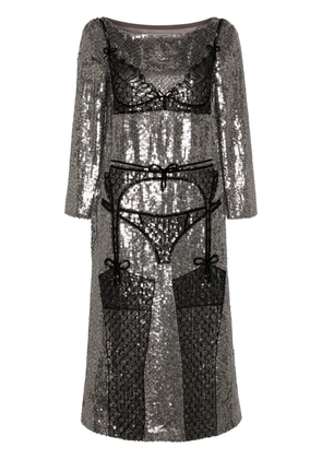 Wiederhoeft lingerie-beaded sequinned midi dress - Silver