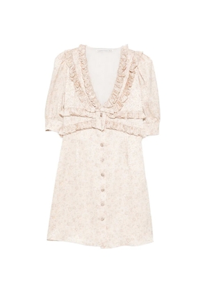 Alessandra Rich ruffled floral dress - Neutrals