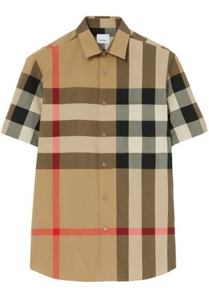 Burberry checkered short-sleeved shirt - Neutrals