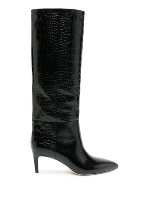 Paris Texas crocodile-embossed leather boots - Black