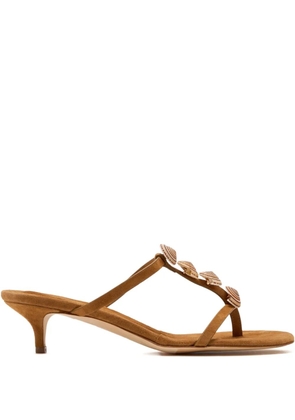 Christopher Esber shell-embellished kitten-heel sandals - Brown