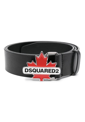 DSQUARED2 logo-plaque calf leather belt - Black