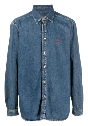 Diesel logo-embroidered denim shirt - Blue