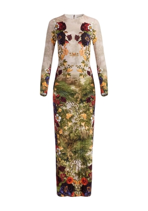 alice + olivia Delora floral-print long-sleeve maxi dress - Green