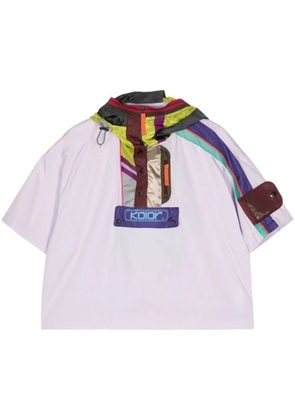 Kolor colour-block short-sleeve hoodie - Purple