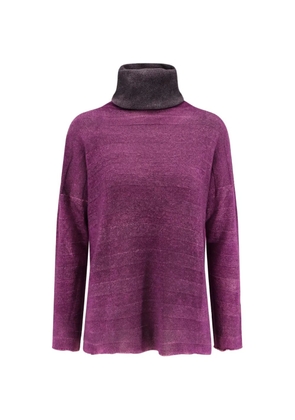 f cashmere turtleneck ribbed knit sweater - Purple