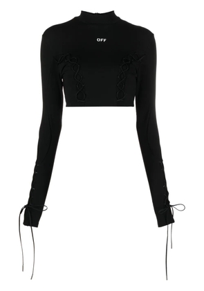 Off-White lace-up logo crop top - Black