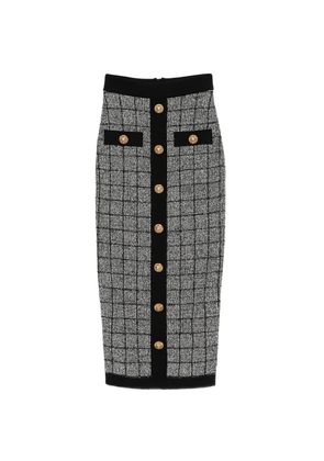 Balmain button check midi skirt - Black
