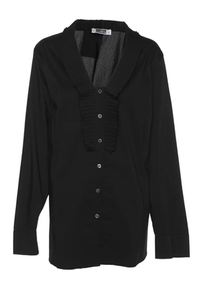Krizia Pre-Owned ruffle-detail button-up shirt - Black