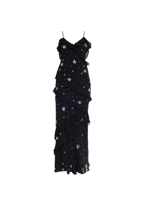 LoveShackFancy Rialto ruffled star-embellished maxi dress - Black