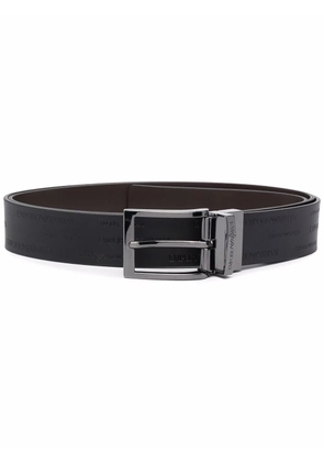 Emporio Armani all-over embossed logo belt - Black